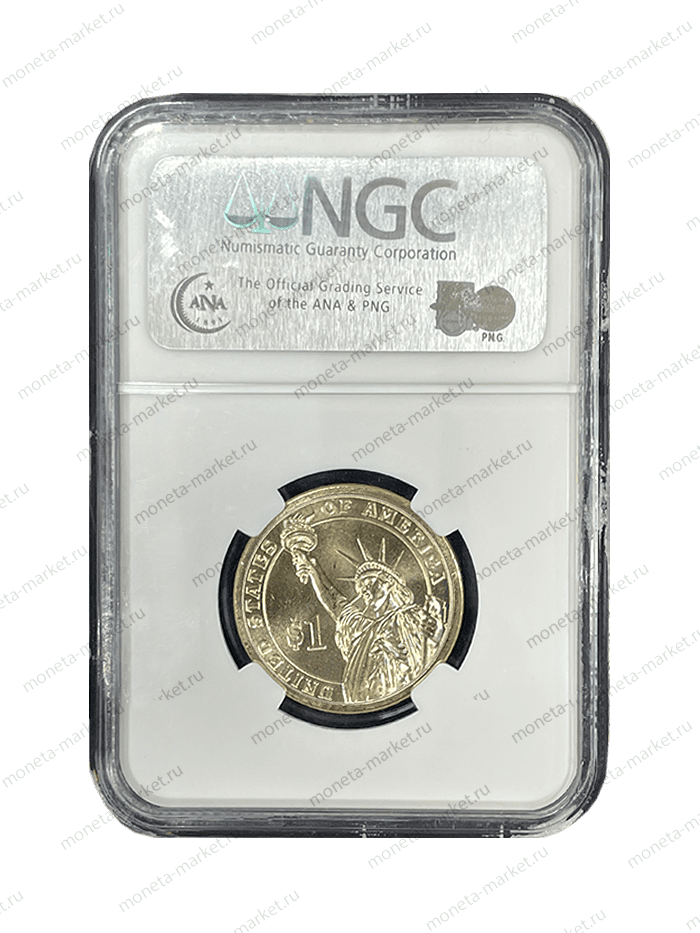 1 доллар First President George Washington 2007 г. - D в слабе NGC MS 65 (First Day of issue)