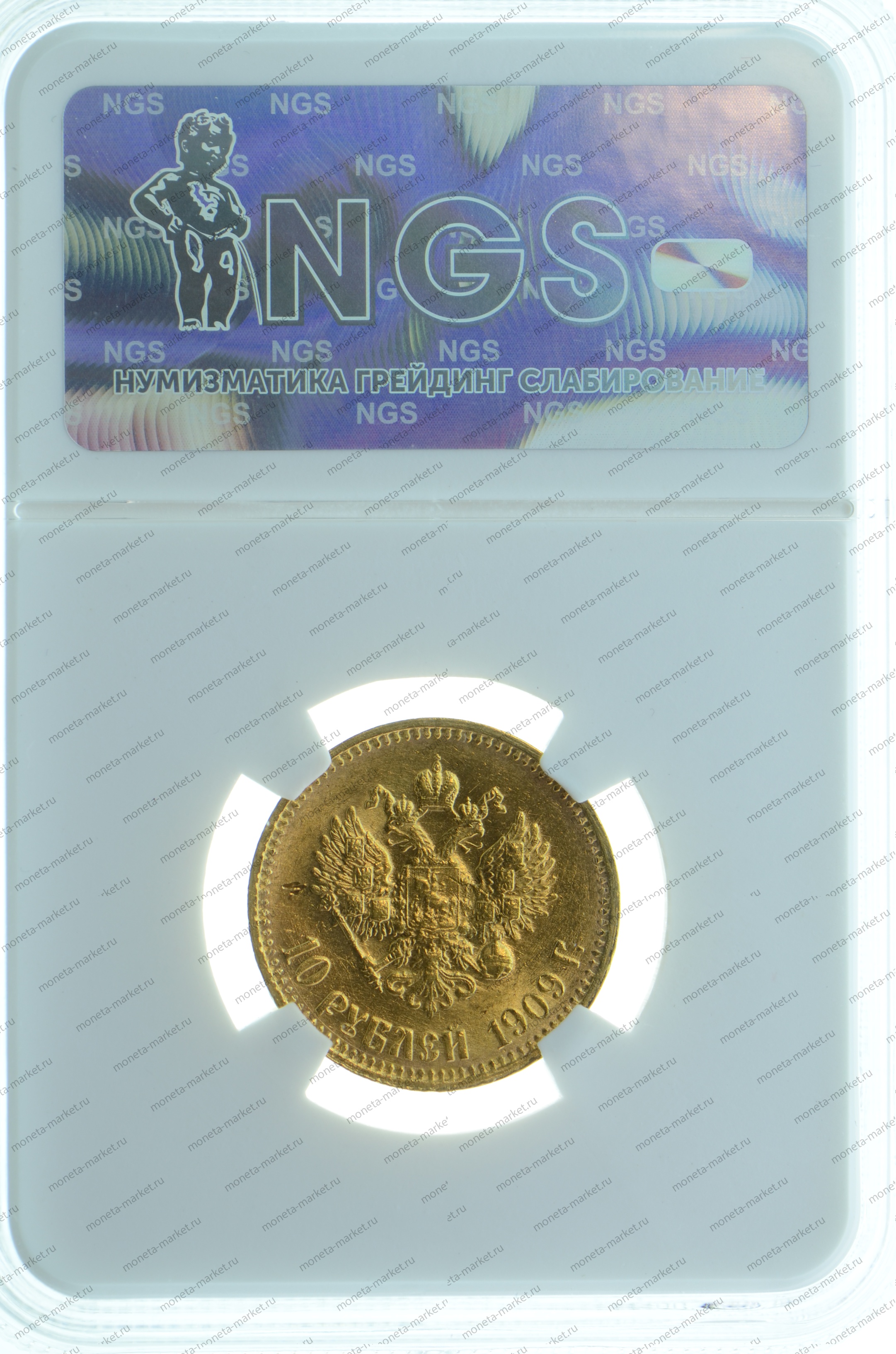10 рублей 1909 года NGS MS64