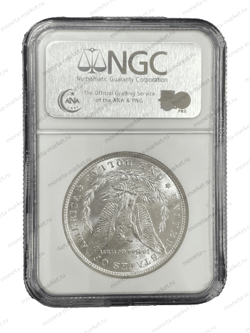 1 доллар Моргана 1887 - S в слабе NGC MS 63